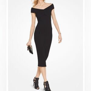 MICHAEL Michael Kors Ribbed Crossover-Collar Dress - Size S